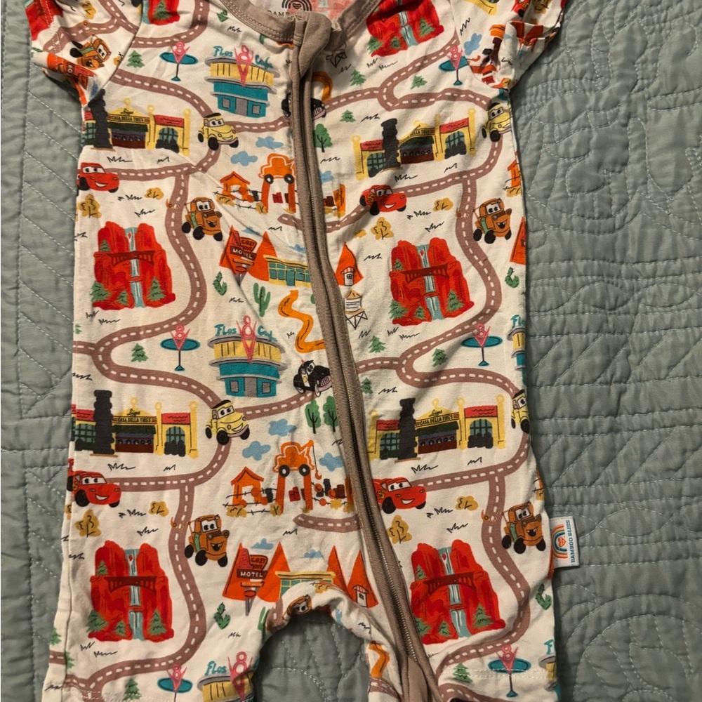 Unbranded Kids Beige Road Trip Print One-Piece Romper